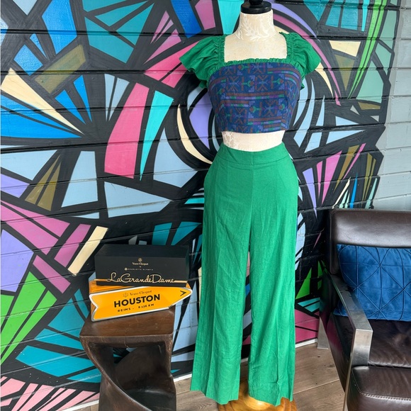 NWT Rachel Zoe Set!! GREEN! Linen, Stretchy, so cute! - Picture 4 of 15